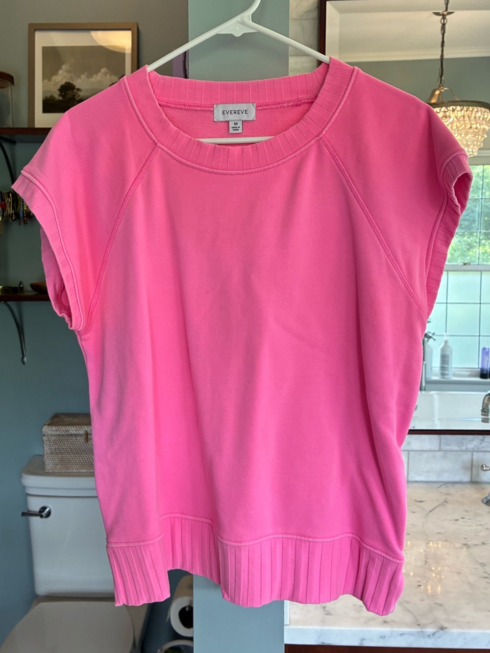 Evereve Hot Pink Cap Sleeve Sweatshirt Sz M